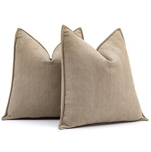 Khaki Decorative Pillow Covers 24x24 Inch Soft‎ Chenille